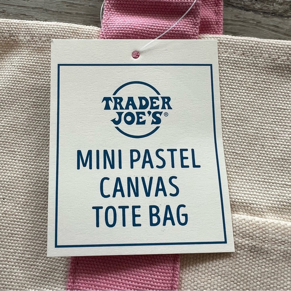 NWT Trader Joe’s Mini Pastel Canvas Tote Bag - Picture 3 of 4